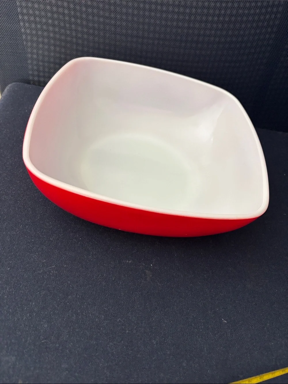 Red and White Square Ceramic Bowl